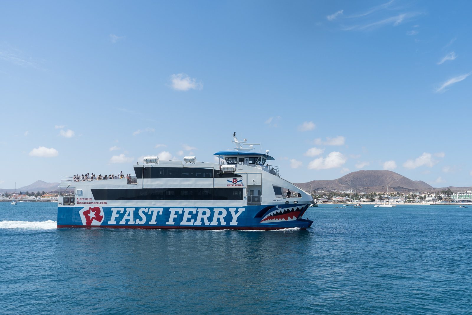 The ferry Don Juan R. in the port of Corralejo, Fuerteventura